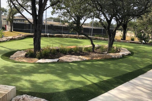 Toronto residential backyard putting green grass